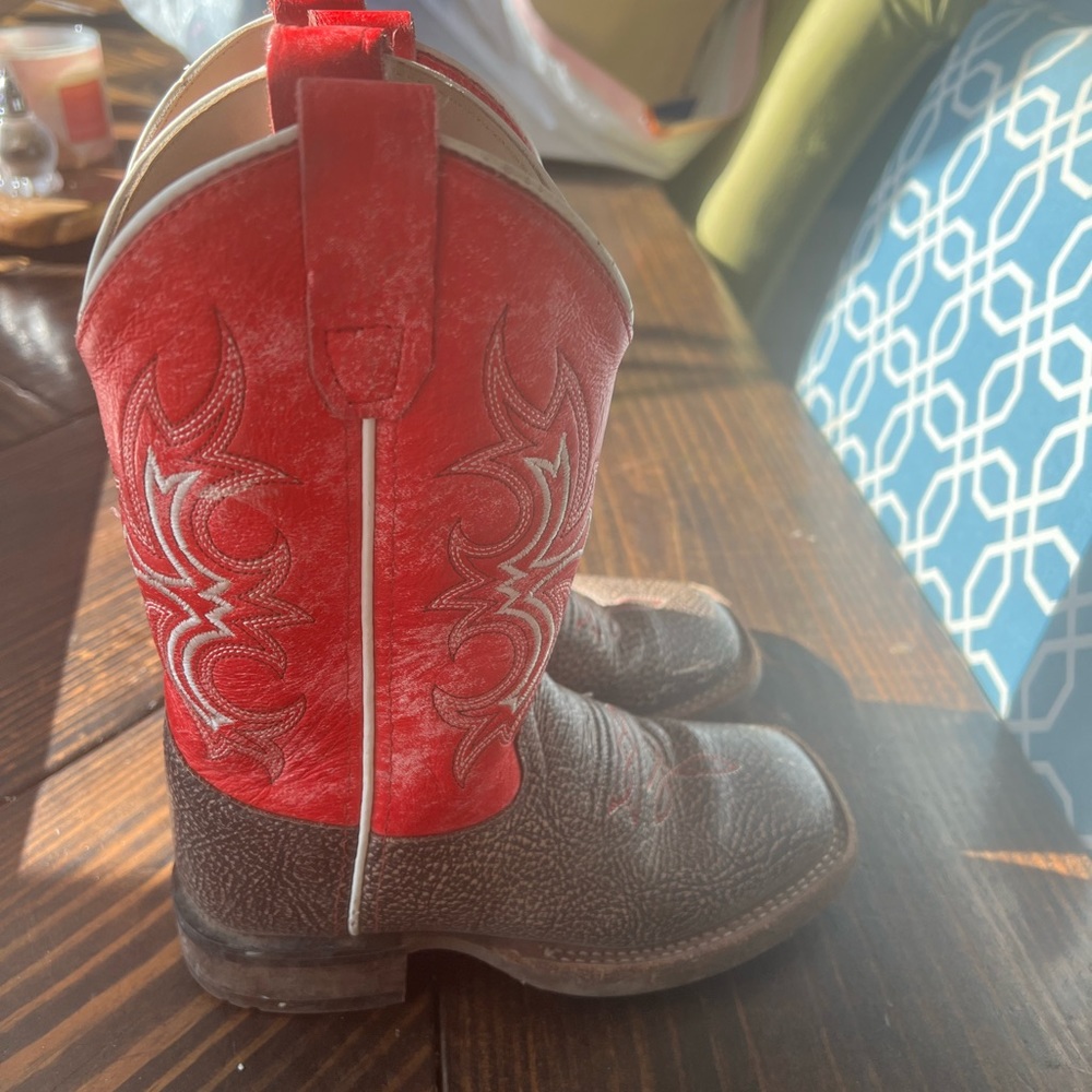 Youth old west leather cowboy boots EUC 12.5